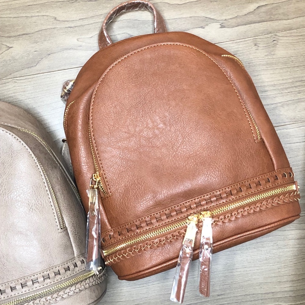 *LAST ONE* Tan Vegan Leather Mini Backpack
